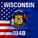 US-Wisconsin Flags Composite for article on Wisconsin Pandemic Relief Grants. Old School Business