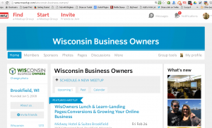 Screenshot of Wisconsin Business Owners on Meetup.com for article titled, Man Up! Woman Up! Meetup! Meet IRL - In Real Life!