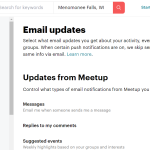Meetup email notification settings