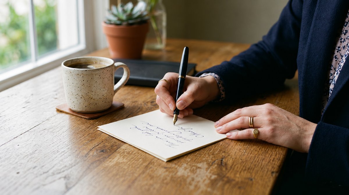 Labor Day 2026: Celebrating the People Who Power Wisconsin Business 1 Business owner writing a handwritten Labor Day thank-you note to an employee